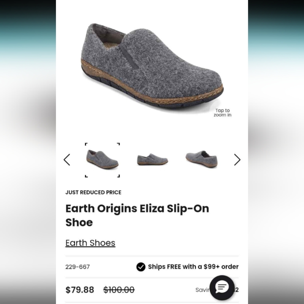 Earth Origins Gray Slip-On Shoe | Size 7.5
